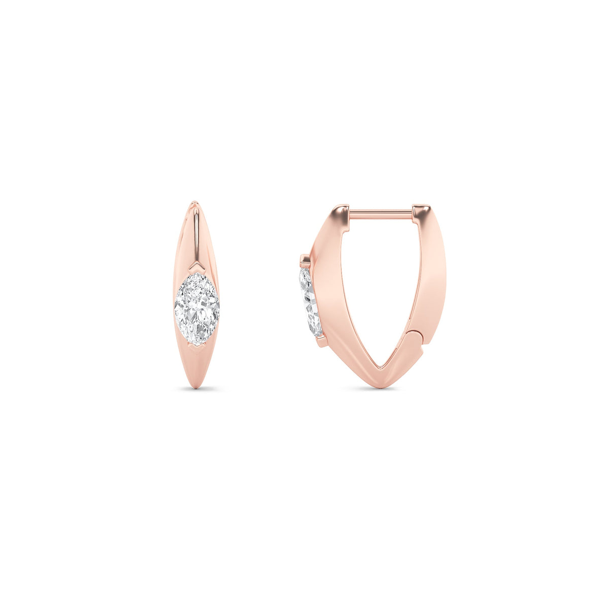 1CTW Marquise Lab-Grown Diamond Solitaire Huggie Earrings 2 Stones