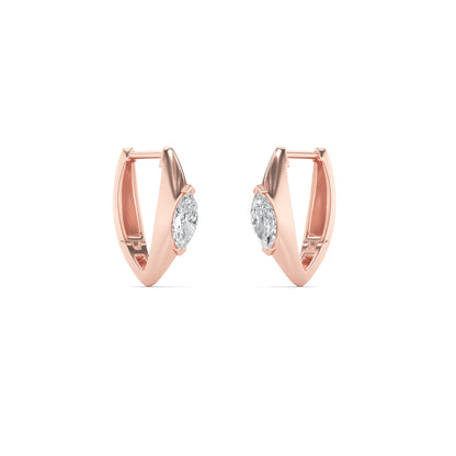 1CTW Marquise Lab-Grown Diamond Solitaire Huggie Earrings 2 Stones