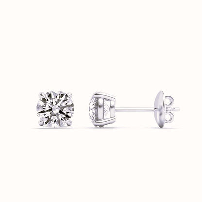 4CTW Round Lab-Grown Diamond Stud Earrings 2 Stones