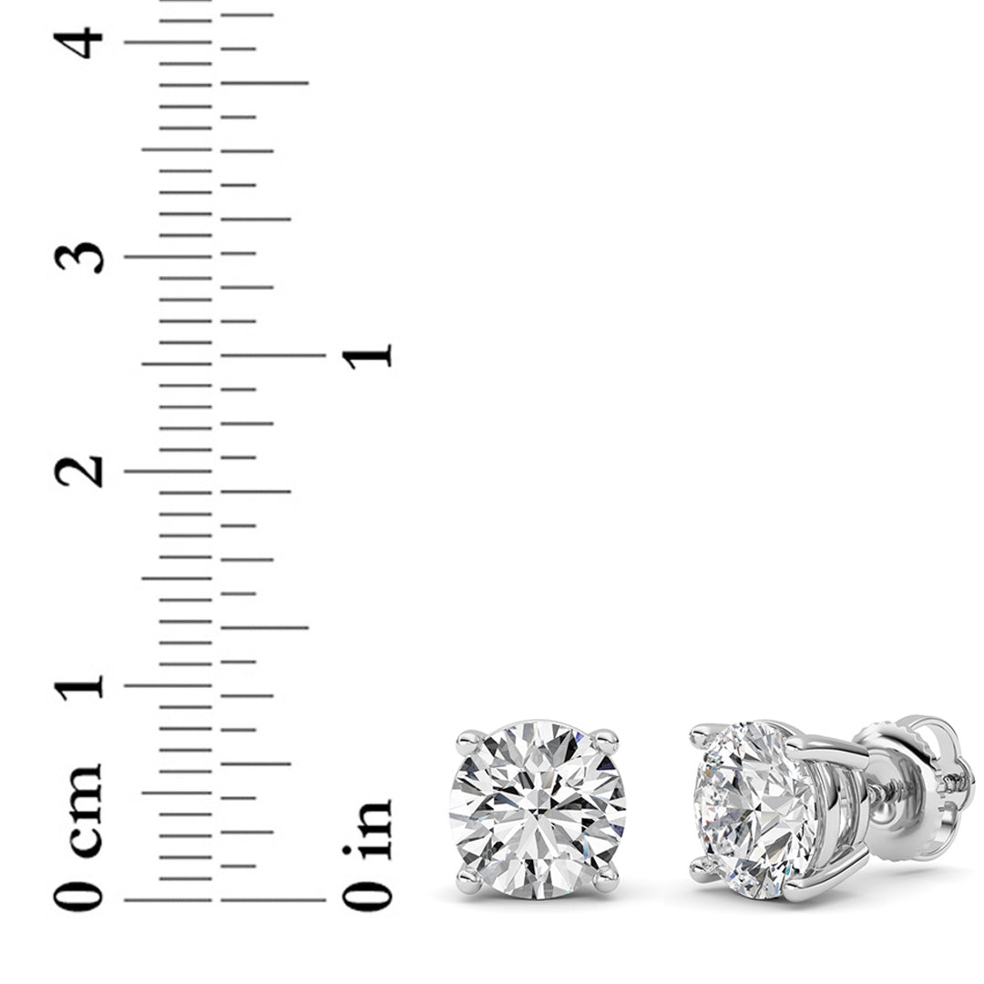 4CTW Round Lab-Grown Diamond Stud Earrings 2 Stones