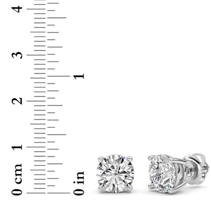 4CTW Round Lab-Grown Diamond Stud Earrings 2 Stones