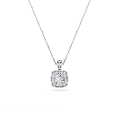 0.75CTW Round Lab-Grown Diamond Prong Halo Pendant 26 Stones