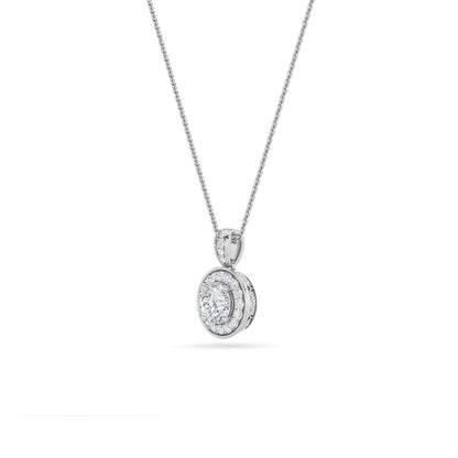 0.75CTW Round Lab-Grown Diamond Prong Halo Pendant 26 Stones