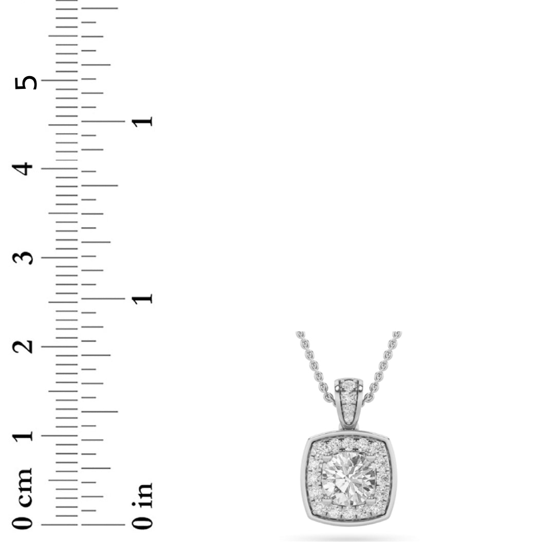 0.75CTW Round Lab-Grown Diamond Prong Halo Pendant 26 Stones