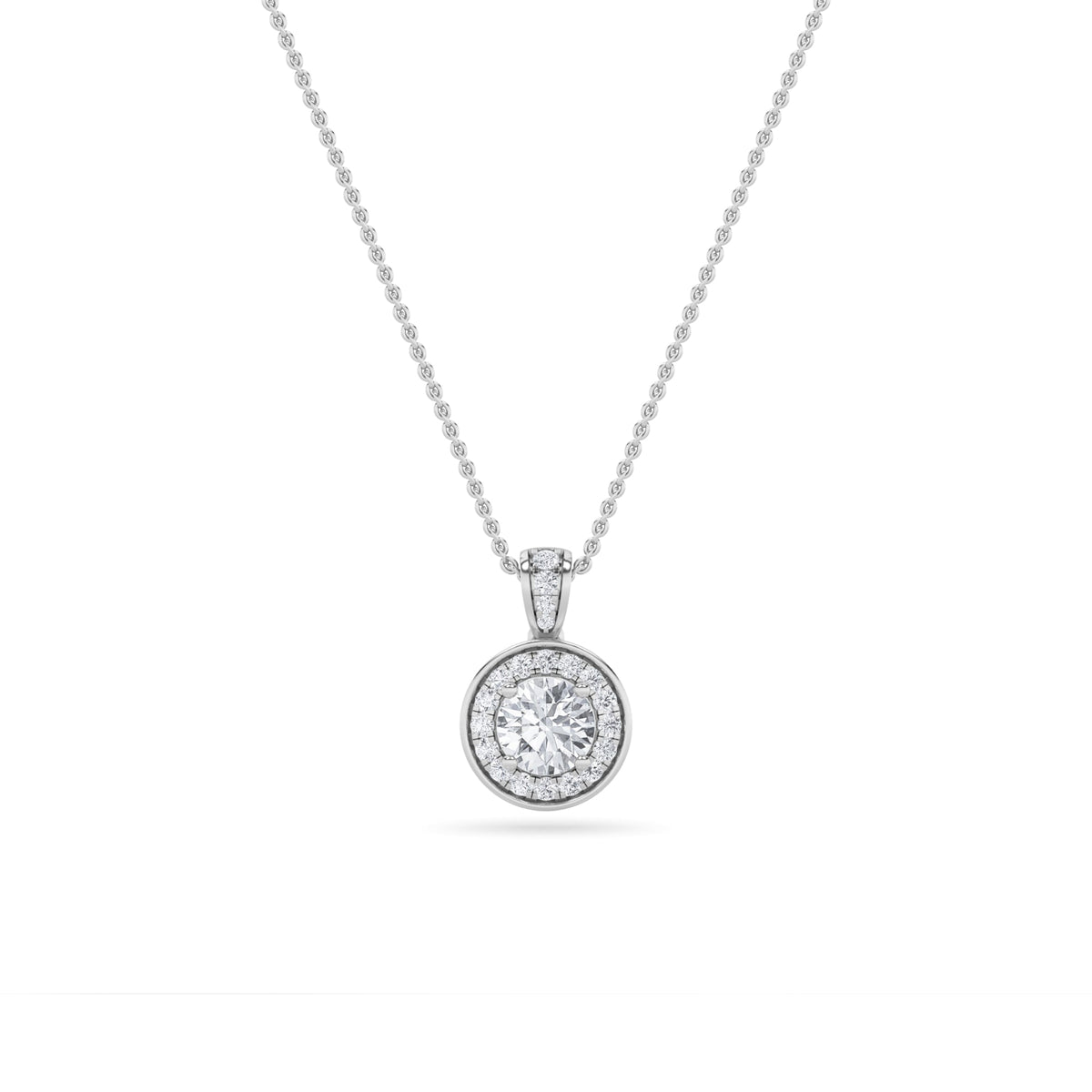 1.25CTW Round Lab-Grown Diamond Prong Halo Pendant 30 Stones