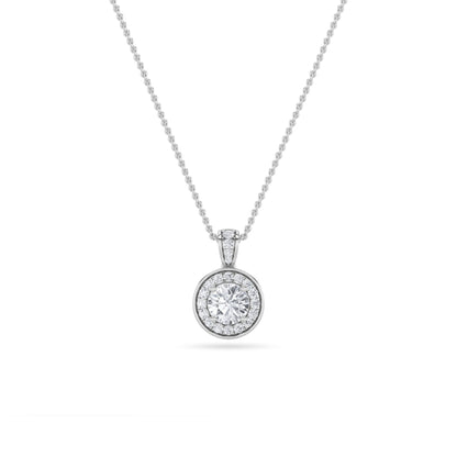 1.25CTW Round Lab-Grown Diamond Prong Halo Pendant 30 Stones
