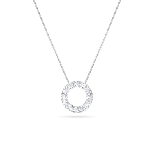 2CTW Round Lab-Grown Diamond Prong Circle Pendant 12 Stones