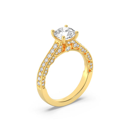 2CTW Round Lab-Grown Diamond Prong Accented Engagement Ring 69 Stones