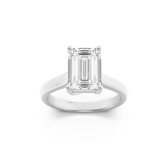 1CTW Emerald Lab-Grown Diamond Prong Plain Cathedral Trellis Shank Solitaire Engagement Ring 1 Stone