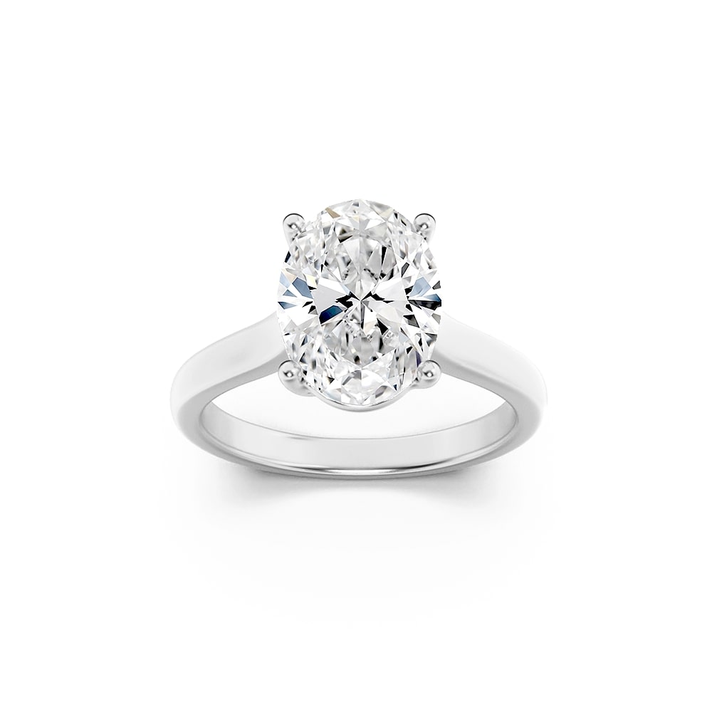 2CTW Oval Lab-Grown Diamond Prong Plain Cathedral Trellis Shank Solitaire Engagement Ring 1 Stone
