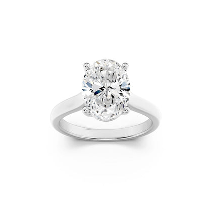 2CTW Oval Lab-Grown Diamond Prong Plain Cathedral Trellis Shank Solitaire Engagement Ring 1 Stone