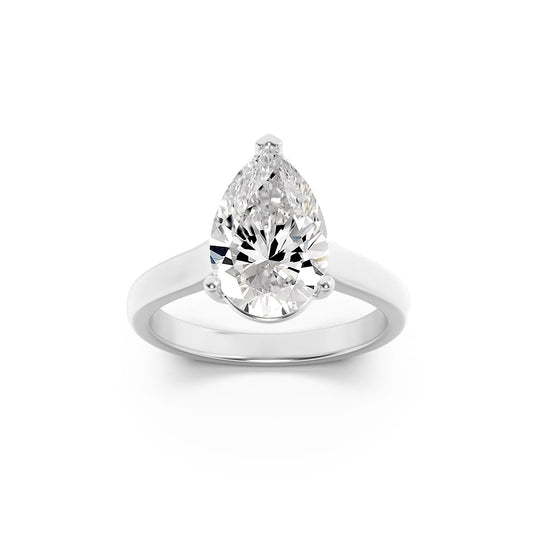 2CTW Pear Lab-Grown Diamond Prong Plain Cathedral Trellis Shank Solitaire Engagement Ring 1 Stone
