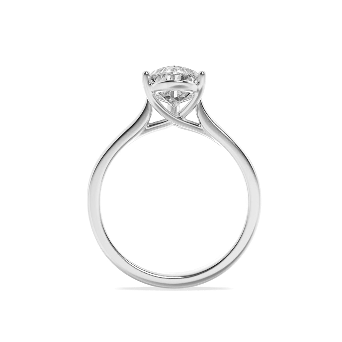 2CTW Pear Lab-Grown Diamond Prong Plain Cathedral Trellis Shank Solitaire Engagement Ring 1 Stone