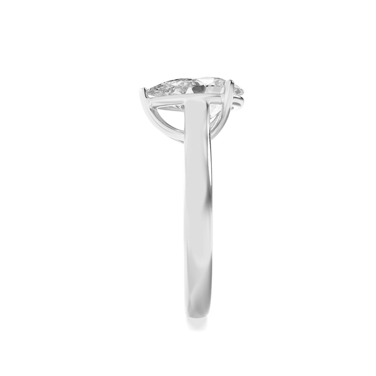 2CTW Pear Lab-Grown Diamond Prong Plain Cathedral Trellis Shank Solitaire Engagement Ring 1 Stone