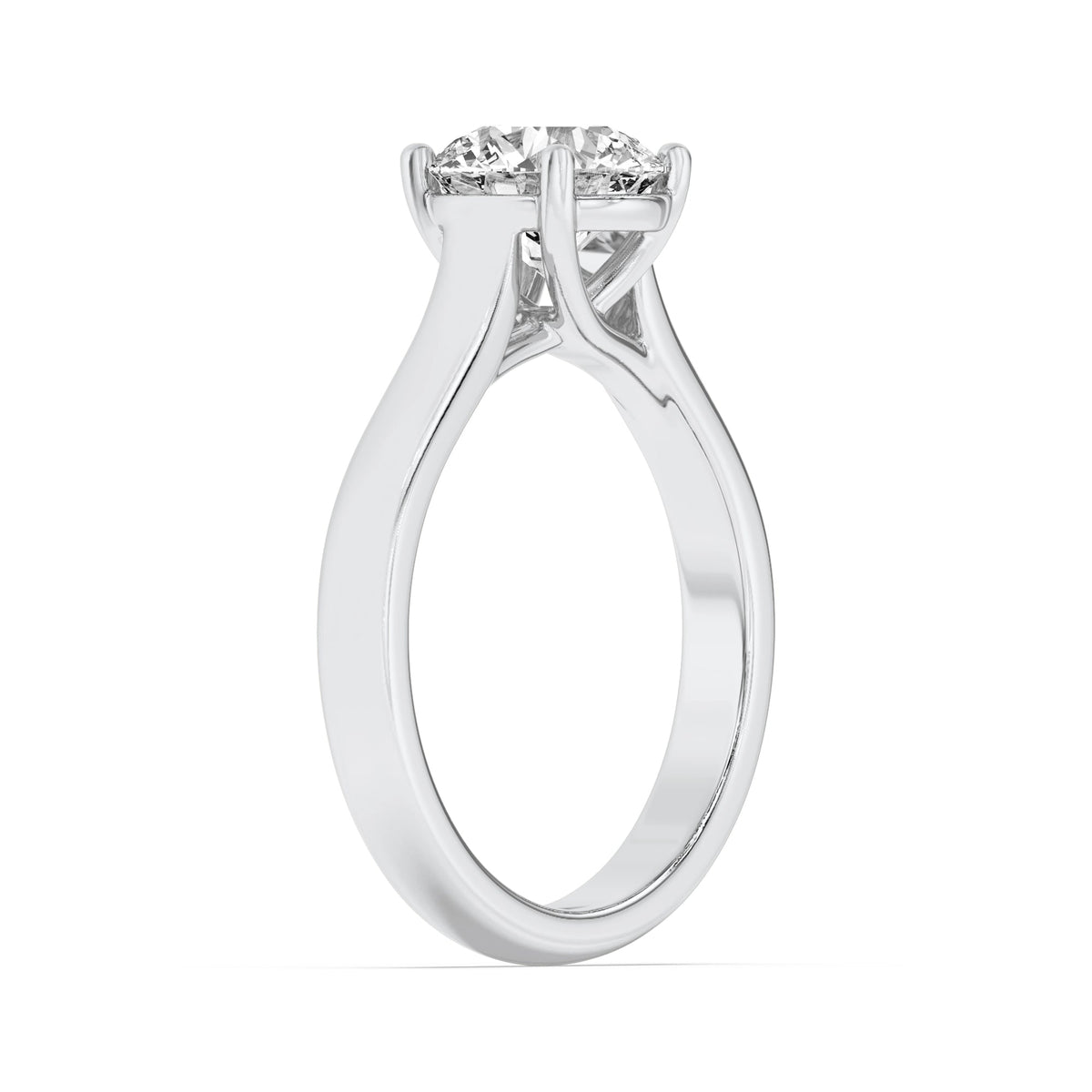 1.5CTW Round Lab-Grown Diamond Prong Plain Cathedral Trellis Shank Solitaire Engagement Ring 1 Stone