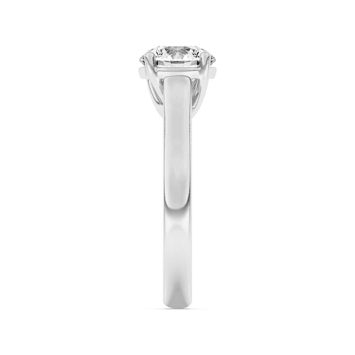 2.5CTW Round Lab-Grown Diamond Prong Plain Cathedral Trellis Shank Solitaire Engagement Ring 1 Stone