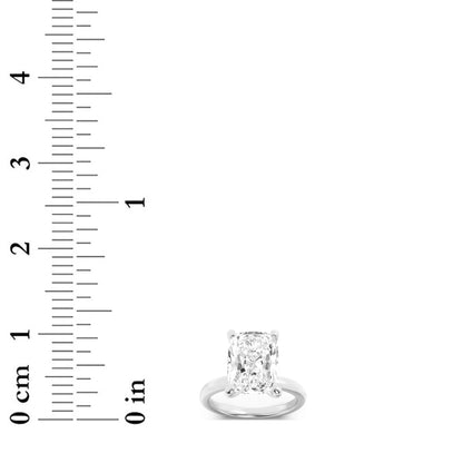 2CTW Elongated Cushion Lab-Grown Diamond Prong Hidden Halo Plain Shank Engagement Ring 14 Stones