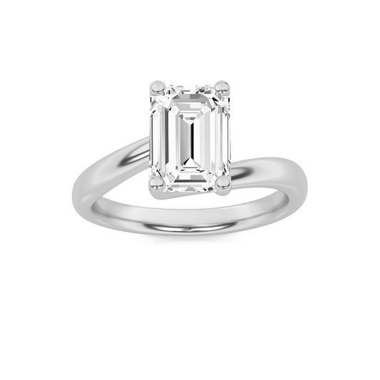 2CTW Emerald Lab-Grown Diamond Prong Bypass Shank Engagement Ring 1 Stone