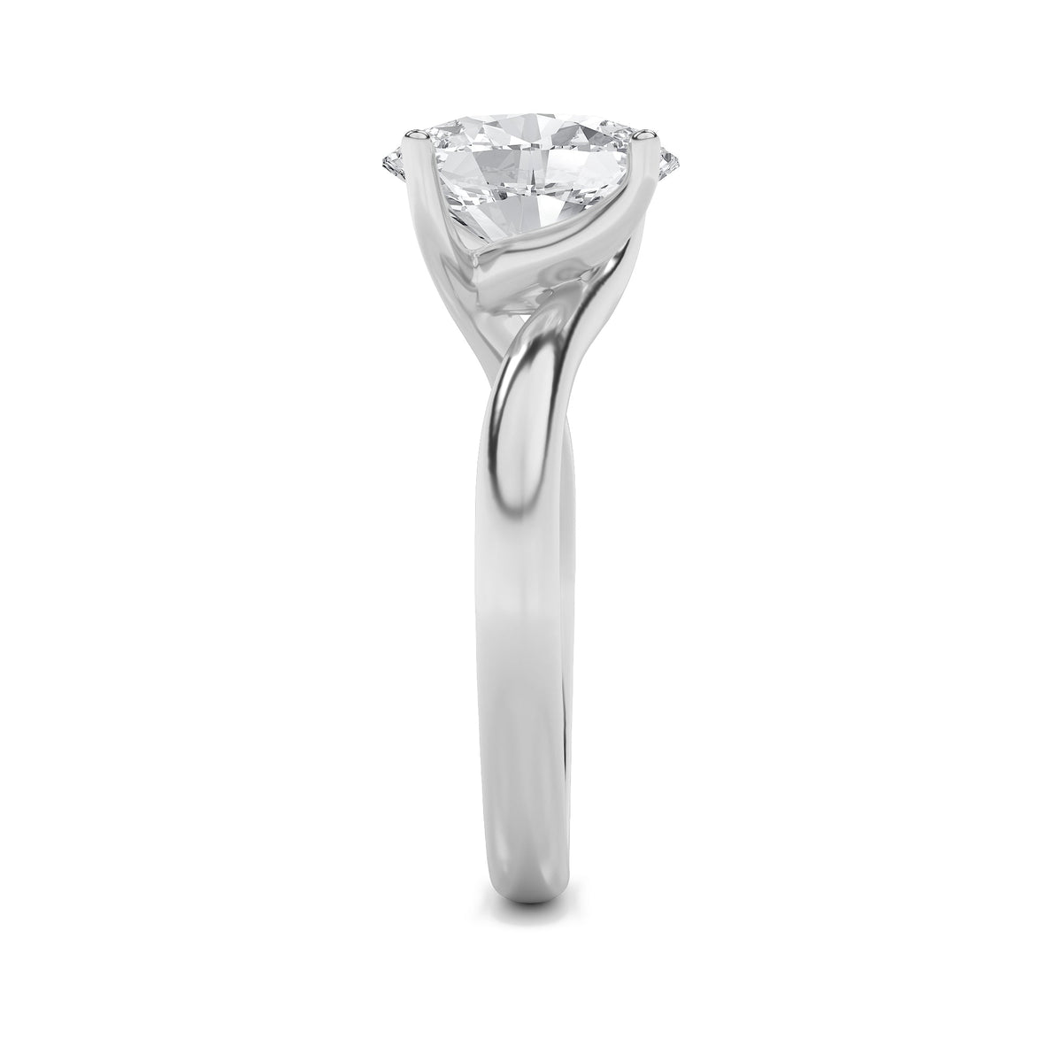 2CTW Oval Lab-Grown Diamond Prong Bypass Shank Engagement Ring 1 Stone