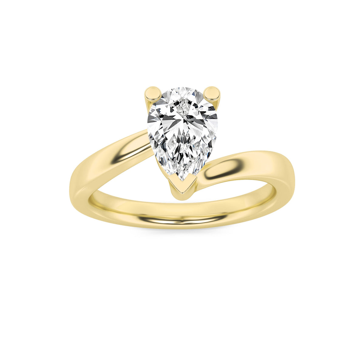 1CTW Pear Lab-Grown Diamond Prong Bypass Shank Engagement Ring 1 Stone