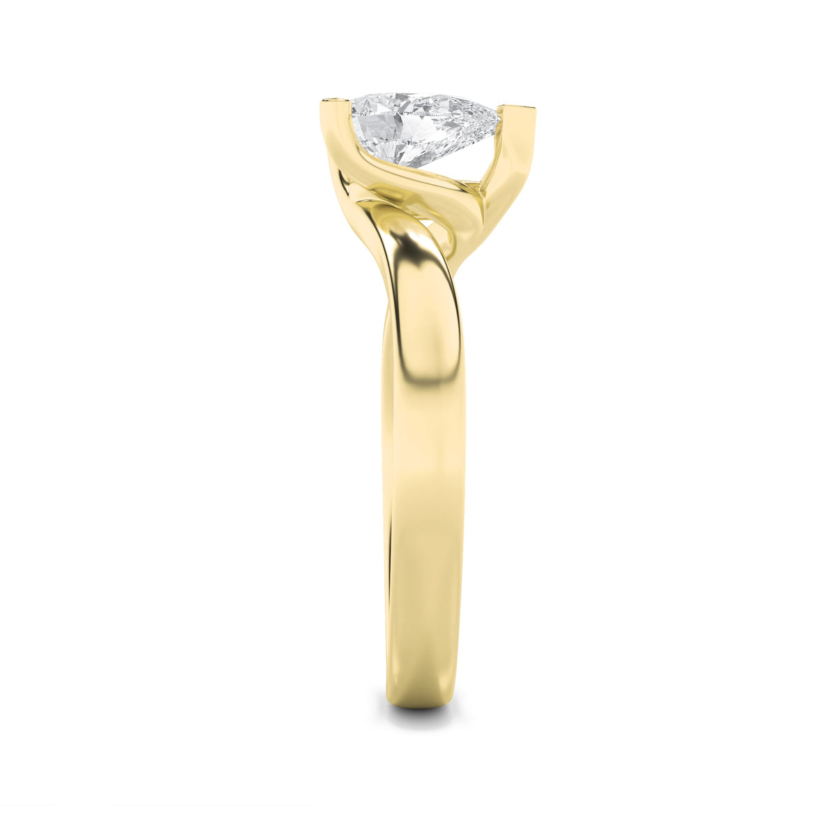 1CTW Pear Lab-Grown Diamond Prong Bypass Shank Engagement Ring 1 Stone