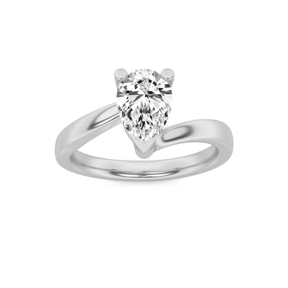 2CTW Pear Lab-Grown Diamond Prong Bypass Shank Engagement Ring 1 Stone