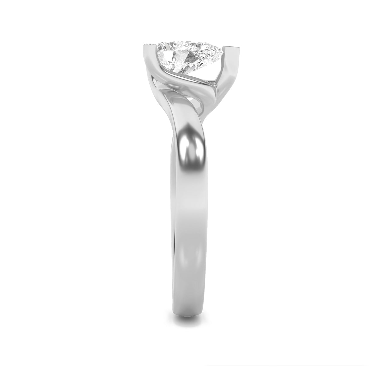 2CTW Pear Lab-Grown Diamond Prong Bypass Shank Engagement Ring 1 Stone