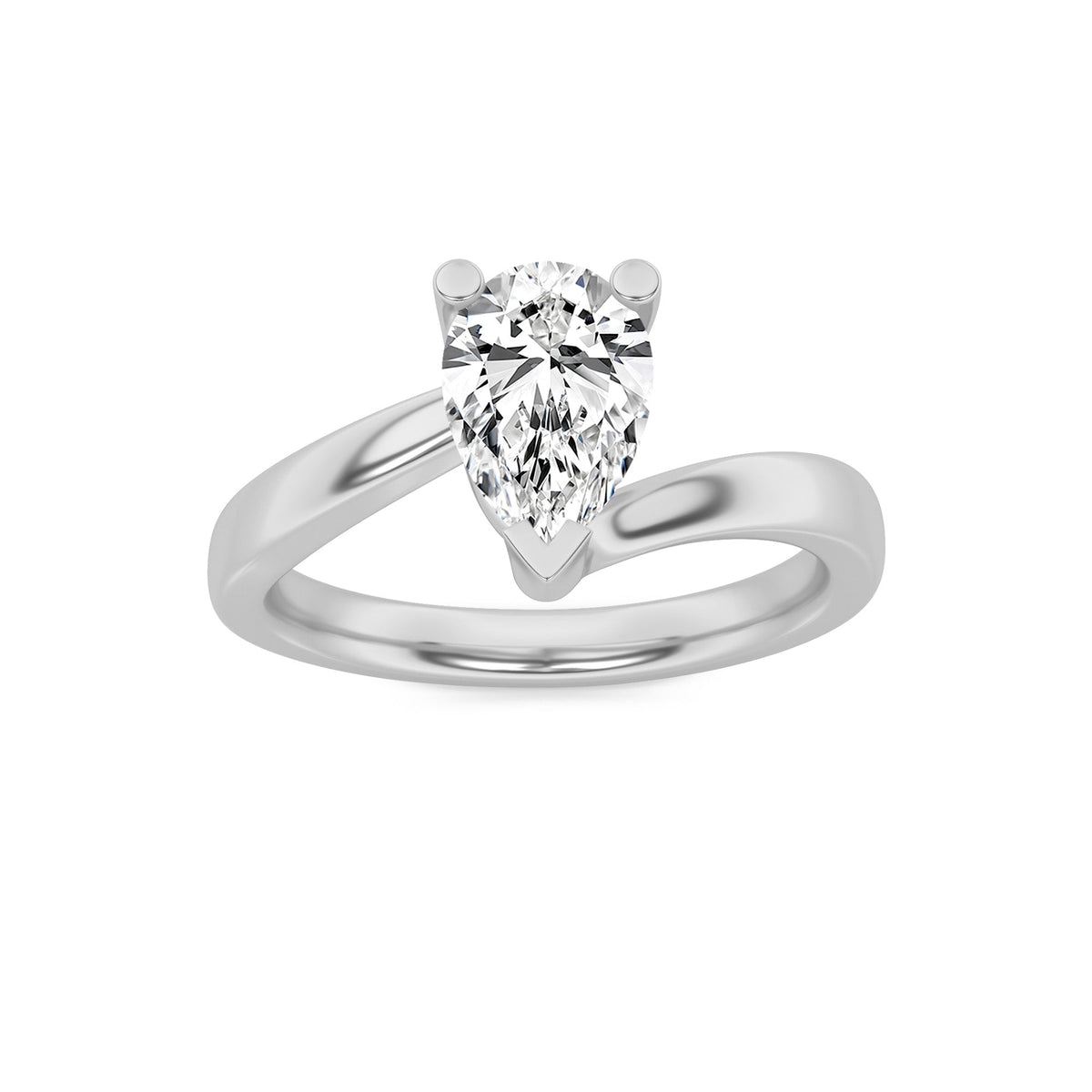 2CTW Pear Lab-Grown Diamond Prong Bypass Shank Engagement Ring 1 Stone
