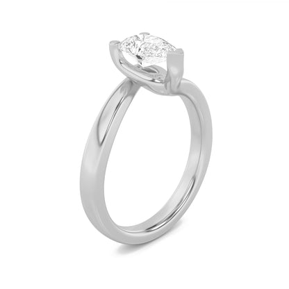 2CTW Pear Lab-Grown Diamond Prong Bypass Shank Engagement Ring 1 Stone