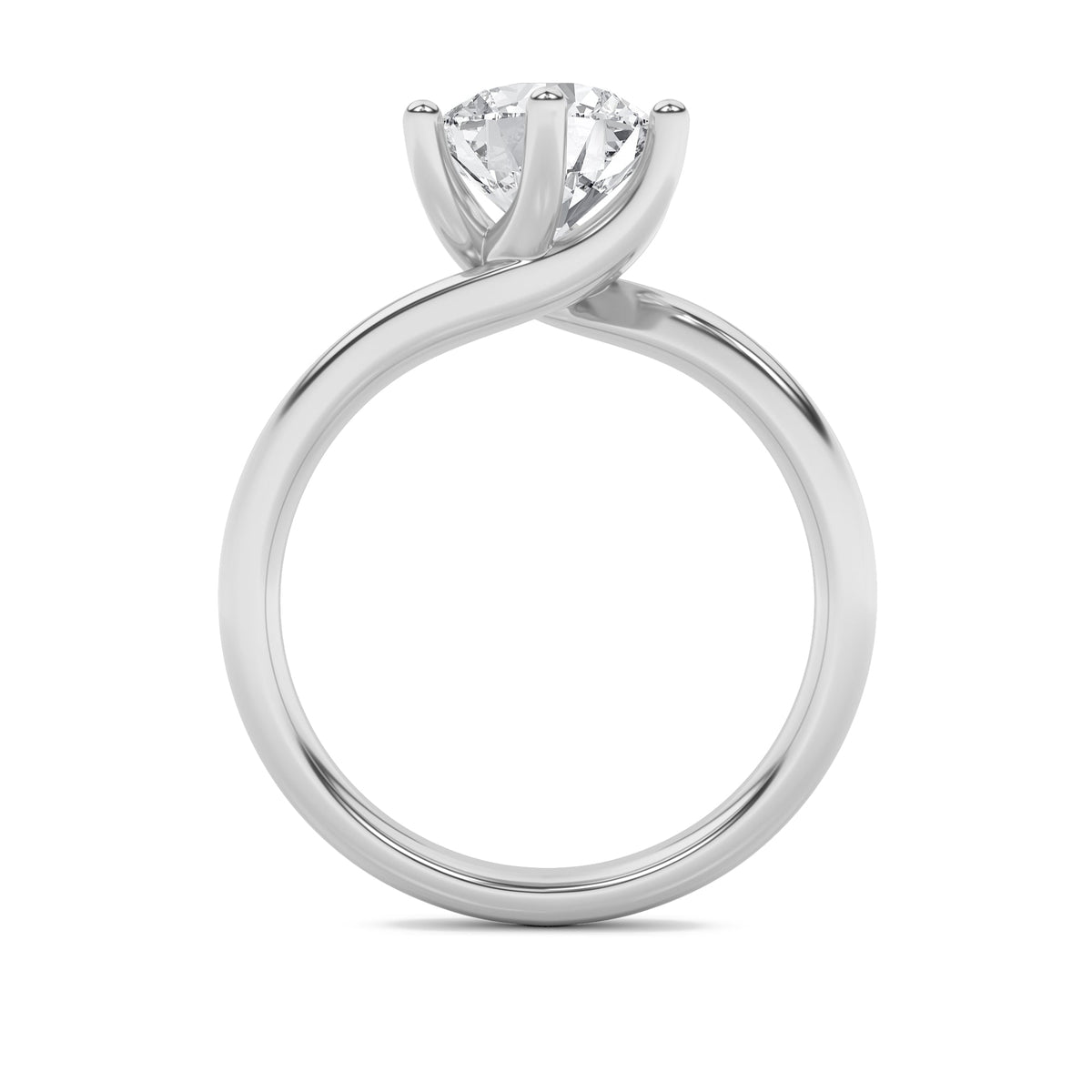 2CTW Round Lab-Grown Diamond Prong Bypass Shank Engagement Ring 1 Stone 2.7mm Width
