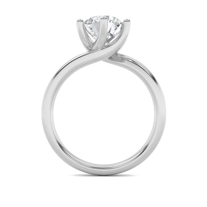 2CTW Round Lab-Grown Diamond Prong Bypass Shank Engagement Ring 1 Stone 2.7mm Width