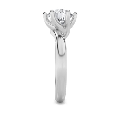 2CTW Round Lab-Grown Diamond Prong Bypass Shank Engagement Ring 1 Stone 2.7mm Width