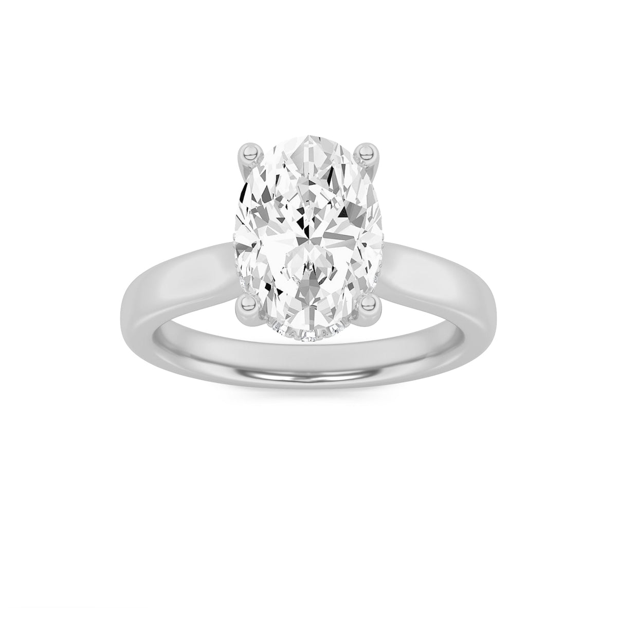 1.5CTW Oval Lab-Grown Diamond Prong Hidden Halo Cathedral Shank Engagement Ring 13 Stones
