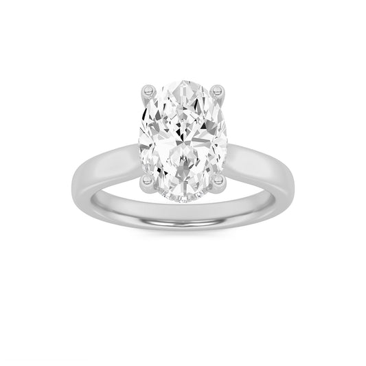 2CTW Oval Lab-Grown Diamond Prong Hidden Halo Cathedral Shank Engagement Ring 15 Stones