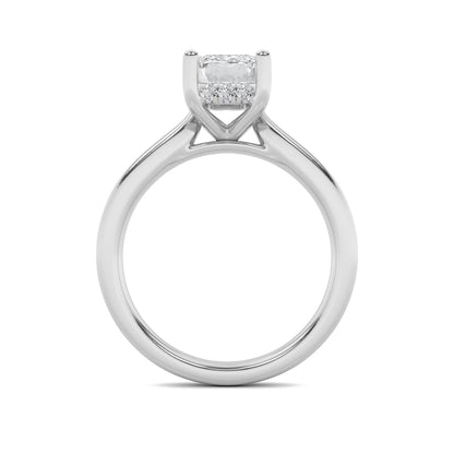 1CTW Radiant Lab-Grown Diamond Prong Hidden Halo Cathedral Shank Engagement Ring 11 Stones