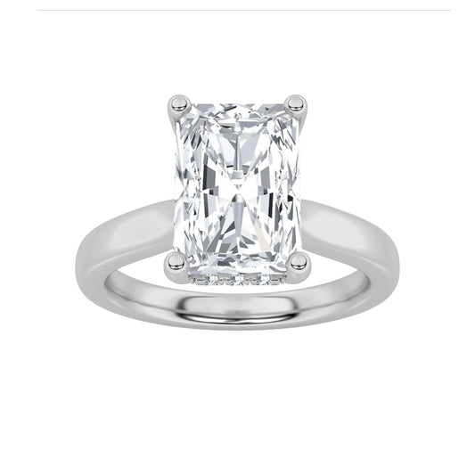 2CTW Radiant Lab-Grown Diamond Prong Hidden Halo Cathedral Shank Engagement Ring 15 Stones