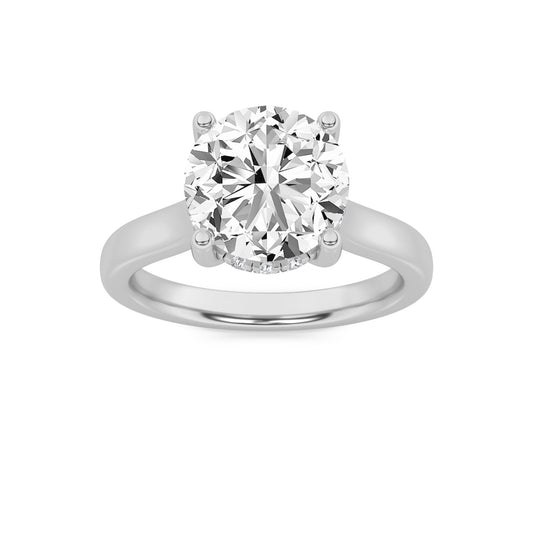 2CTW Round Lab-Grown Diamond Prong Hidden Halo Cathedral Shank Engagement Ring 13 Stones 7mm Width