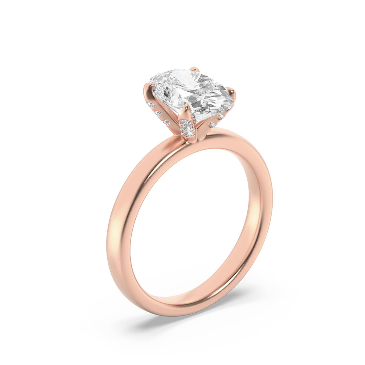 2CTW Oval Lab-Grown Diamond Prong Hidden Halo Petite Shank Ring 13 Stones 1.91ct Center
