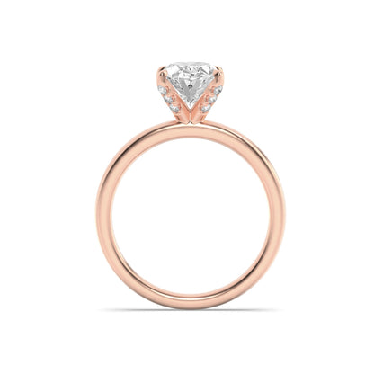 2CTW Oval Lab-Grown Diamond Prong Hidden Halo Petite Shank Ring 13 Stones 1.91ct Center