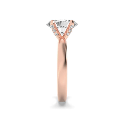 2CTW Oval Lab-Grown Diamond Prong Hidden Halo Petite Shank Ring 13 Stones 1.91ct Center