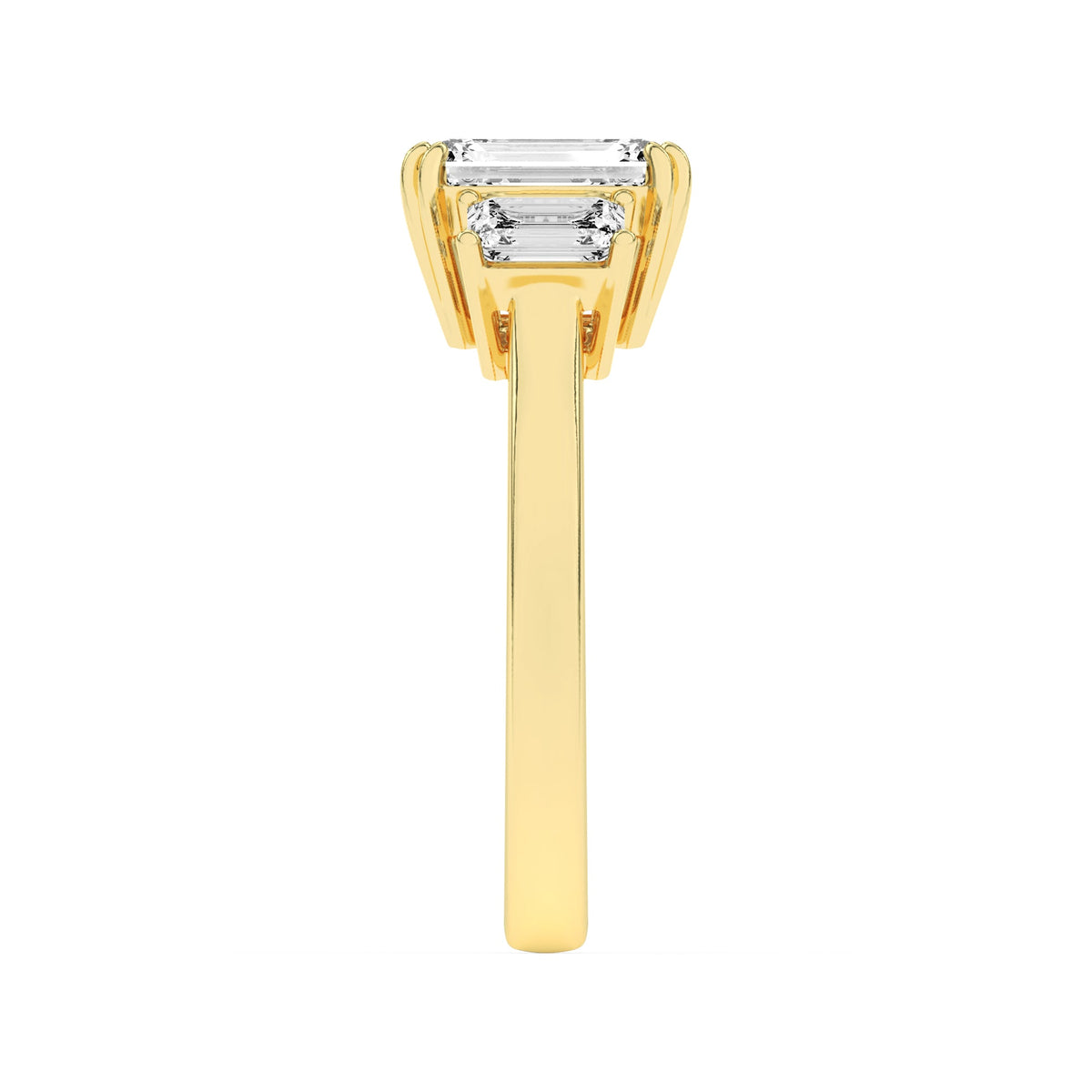 3CTW Emerald Lab-Grown Diamond Prong Three Stone Accented Ring 17 Stones
