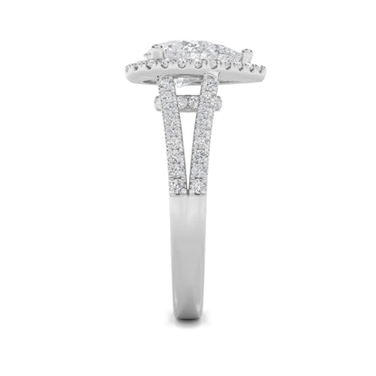 2CTW Pear Lab-Grown Diamond Prong Split Shank Accented Ring 73 Stones