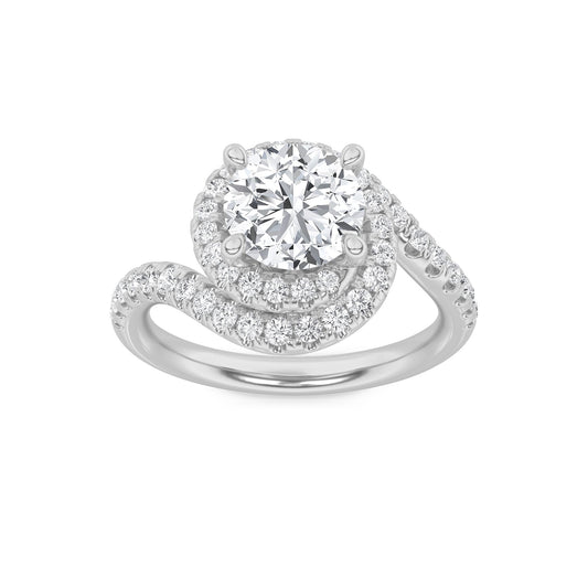 2CTW Round Lab-Grown Diamond Prong Swirl Accented Engagement Ring 47 Stones