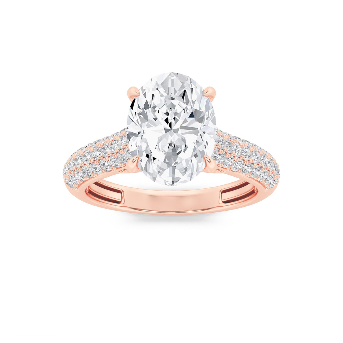 2.5CTW Oval Lab-Grown Diamond Prong Hidden Halo Accented Engagement Ring 71 Stones