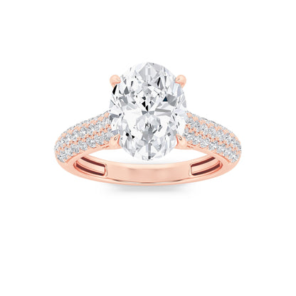 2.5CTW Oval Lab-Grown Diamond Prong Hidden Halo Accented Engagement Ring 71 Stones