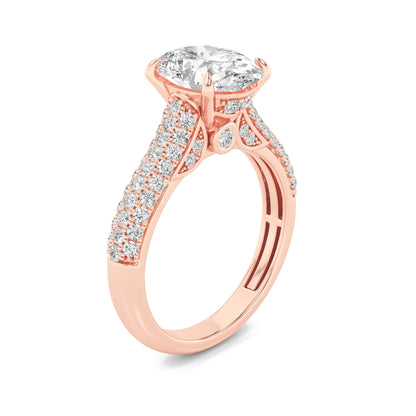 2.5CTW Oval Lab-Grown Diamond Prong Hidden Halo Accented Engagement Ring 71 Stones