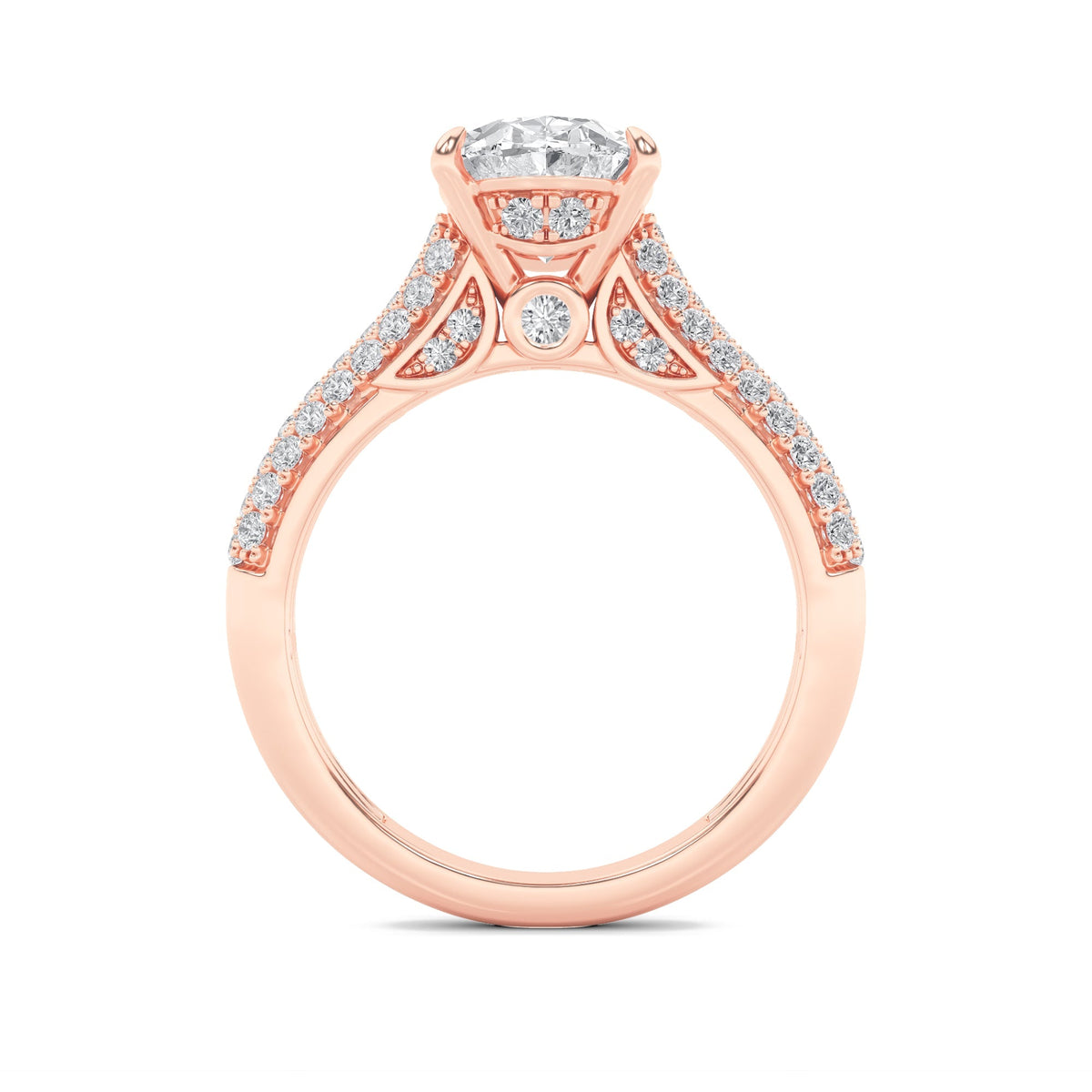 2.5CTW Oval Lab-Grown Diamond Prong Hidden Halo Accented Engagement Ring 71 Stones