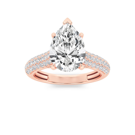 1.5CTW Pear Lab-Grown Diamond Prong Hidden Halo Accented Engagement Ring 71 Stones