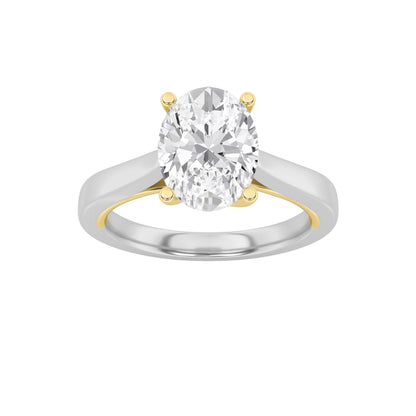 1CTW Oval Lab-Grown Diamond Prong Two Tone Twisted Basket Cathedral Shank Solitaire Ring 1 Stone