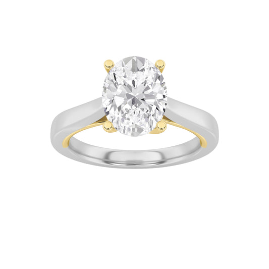1CTW Oval Lab-Grown Diamond Prong Two Tone Twisted Basket Cathedral Shank Solitaire Ring 1 Stone